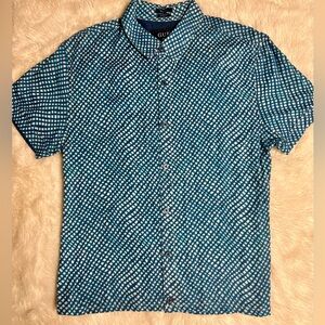 GUESS Men’s Slimfit Button Down Checkered Green Cotton Shirt Size Medium